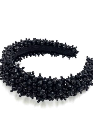 Pastel Beaded Headband – Black