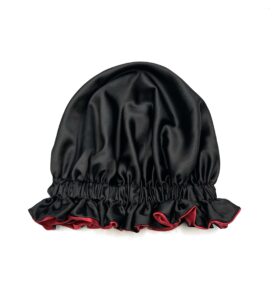Black/Wine Ruffle Bonnet - Adult Size