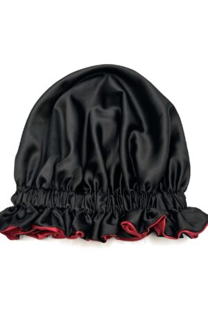 Black/Wine Ruffle Bonnet – Adult Size