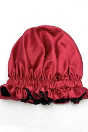 Black/Wine Ruffle Bonnet