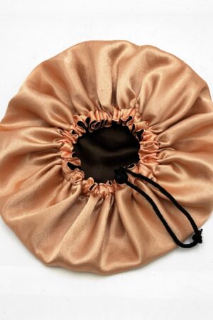 Peach/Brown Drawstring Bonnet