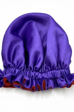 Purple Reversible Ruffle Bonnet – Adult size