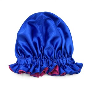 Blue Ruffle Reversible Bonnet - Adult Size