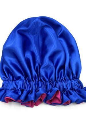 Blue Ruffle Reversible Bonnet – Adult Size