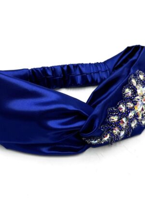 Silk Jeweled Headband- Blue