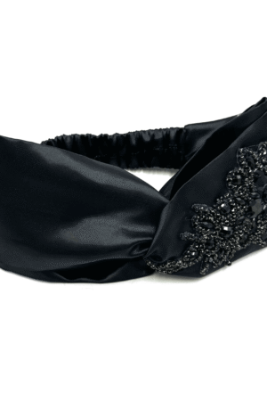 Silk Jeweled Headband- Black