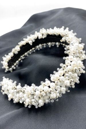 White Pastel Beaded Headband