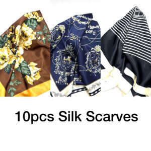 10- 90cm by 90 Silk Scarves